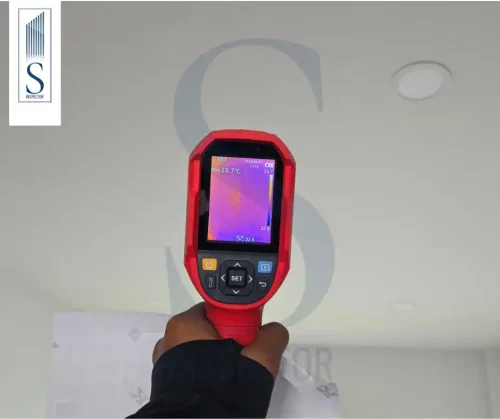ปัญหาน้ำรั่วซึม ที่ใช้เครื่อง thermometer ตรวจความชื้น ตรวจน้ำรั่ว ตรวจน้ำซึม ในงานตรวจบ้าน จาก วิศวกรมีใบประกอบวิชาชีพ S Inspector
